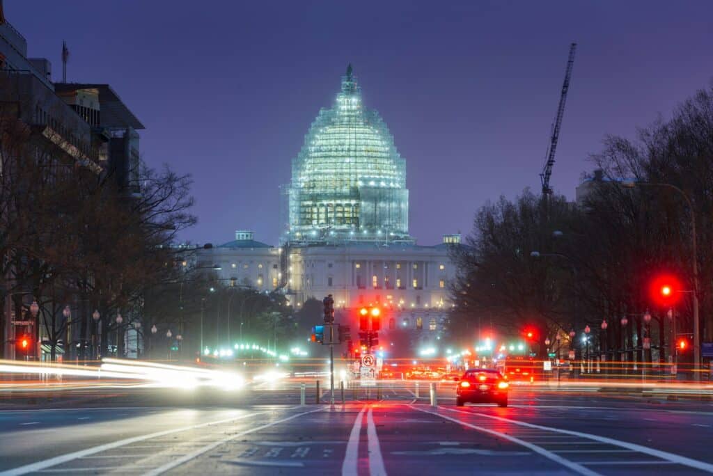 Road to the Capitol Building in Washington DC